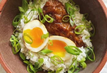 Meal Kit -Rice Bowl with Smoked Mackerel , Soy Marinated Eggs and Green Onions